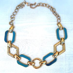 Teal and Gold Chunky Necklace